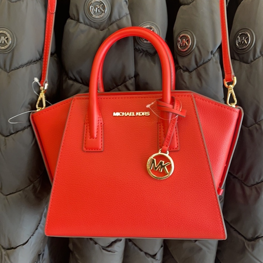 Michael Kors Avril Small Leather Top-Zip Satchel Color Flame - Picture 11 of 16